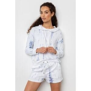 Rails Murray Cloud Tie-Dyed Hoodie + Shorts Set White Blue XS / Small